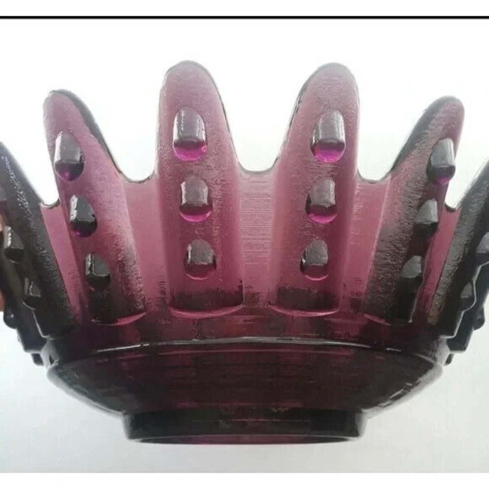 Vintage Brutalist Blenko Amethyst Glass Centerpiece Bowl large